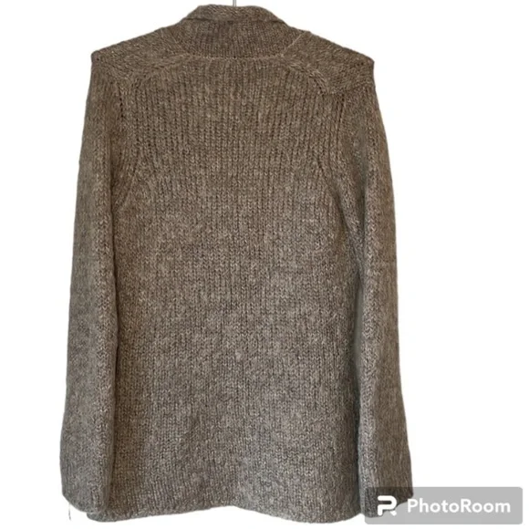 LAURIE B WOOL SOFT BROWN LONG SLEEVE SNAP BUTTON COLLARED CARDIGAN SWEATER, M - Picture 4 of 8